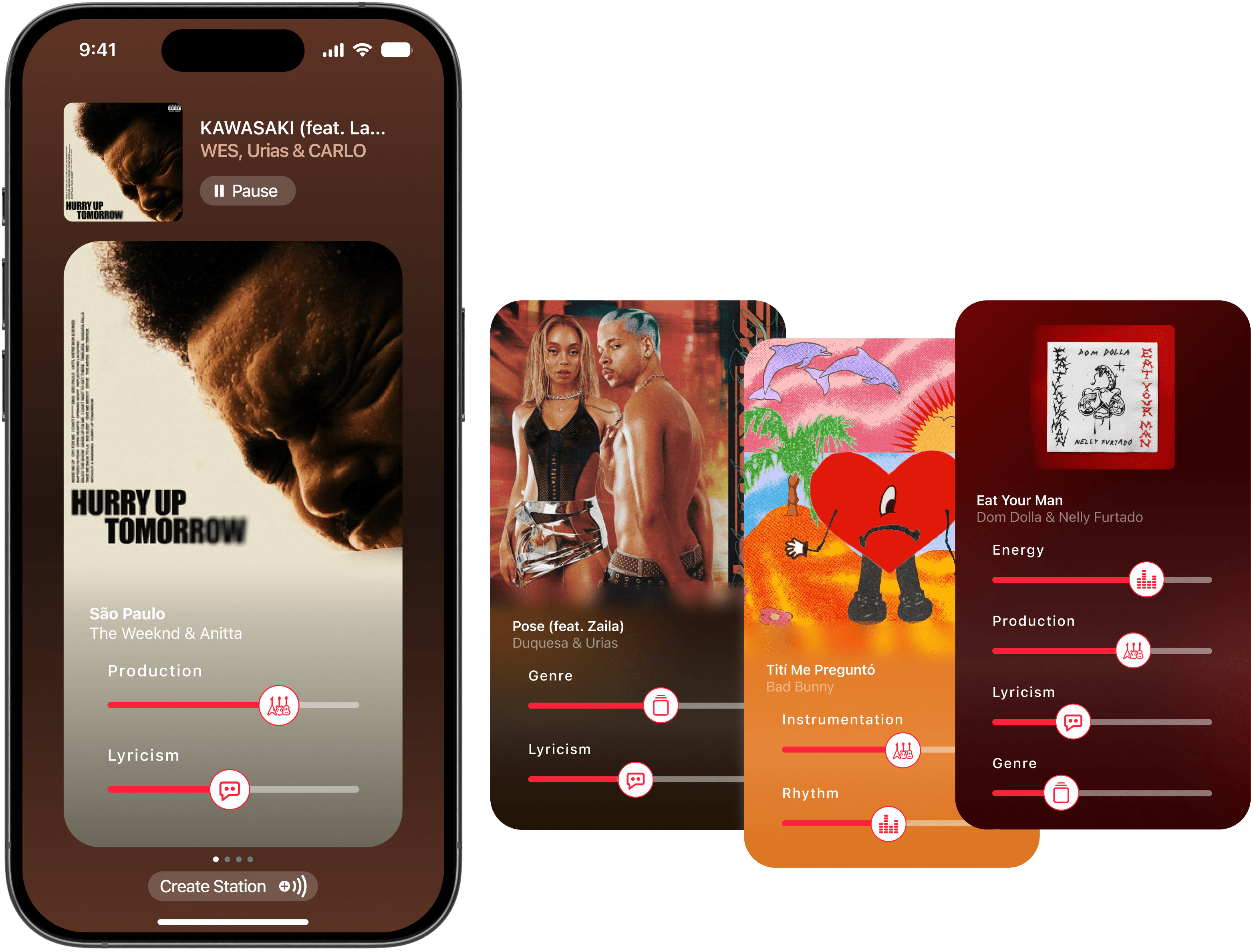 Apple Music station curation engine hero mockup